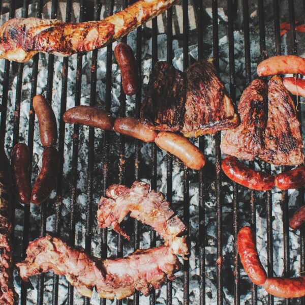 aerial photo of grill foods