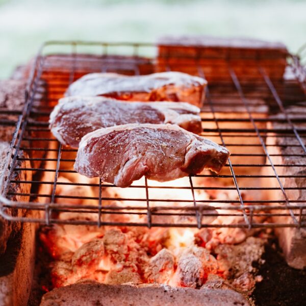 grilled meat on black metal grill